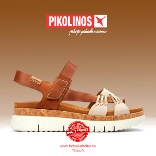 PIKOLINOS - dámské španělské sandály, kombinace barev hnědá/bílá, W4N 0968C1