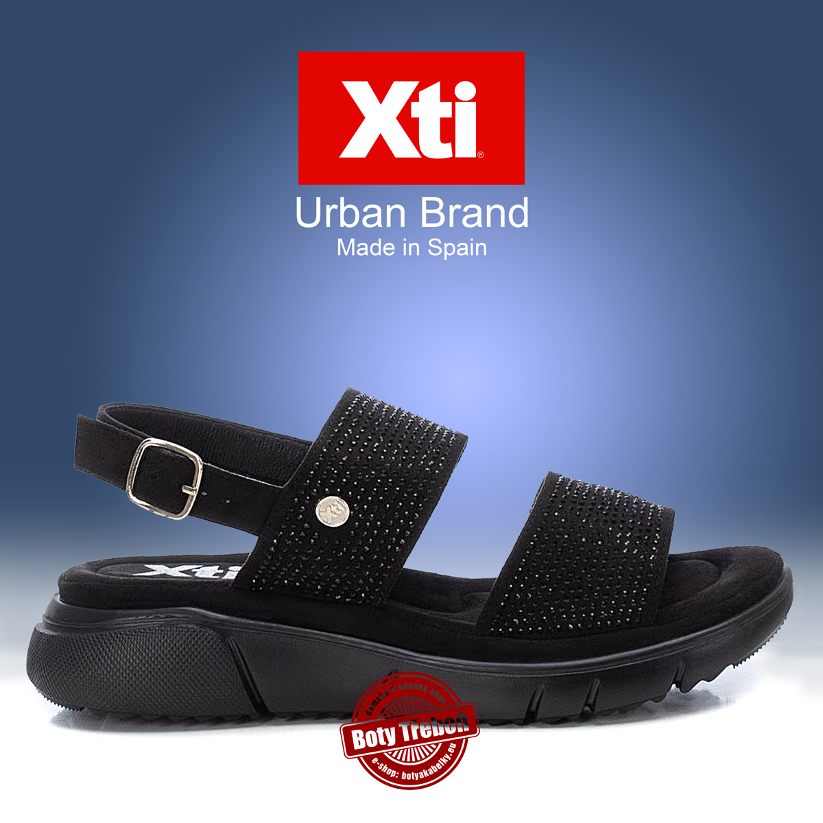 1 XTI - dámské sandály, černé 02