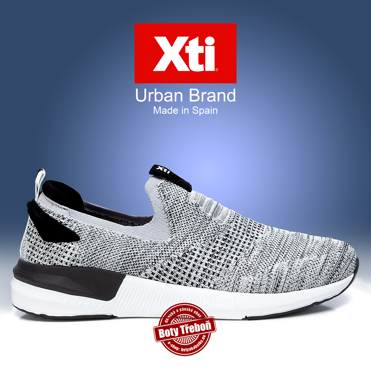 XTI - pánské boty nazouvací, šedé