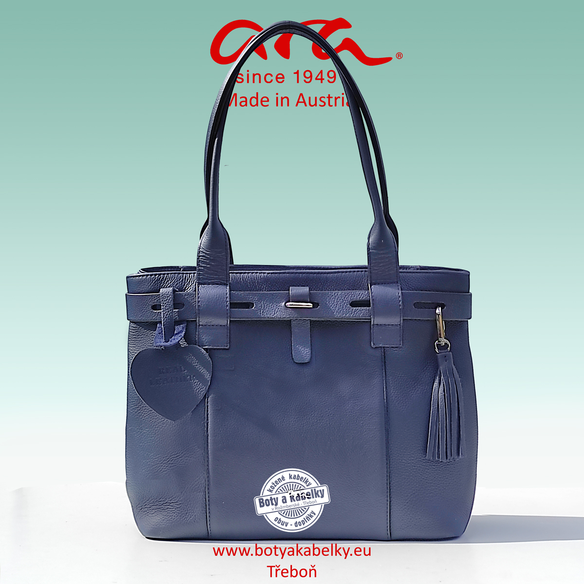 ARA - kabelka modrá kožená 01
