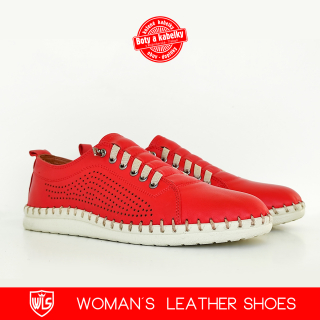 0 Dámské kožené boty červené ručně šité