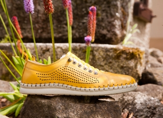 0 Dámské kožené boty žluté ručně šité